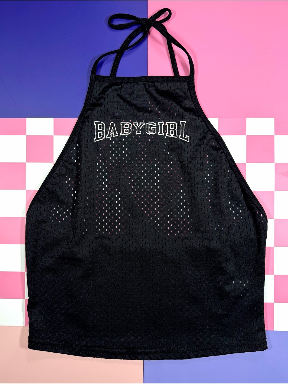 Poster Girl - ‘BABYGIRL' Halter Mesh Crop Top